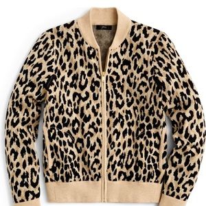 J Crew leopard bomber cardigan small